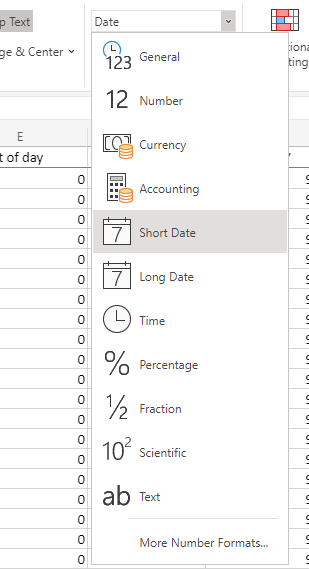 Data formating in excel
